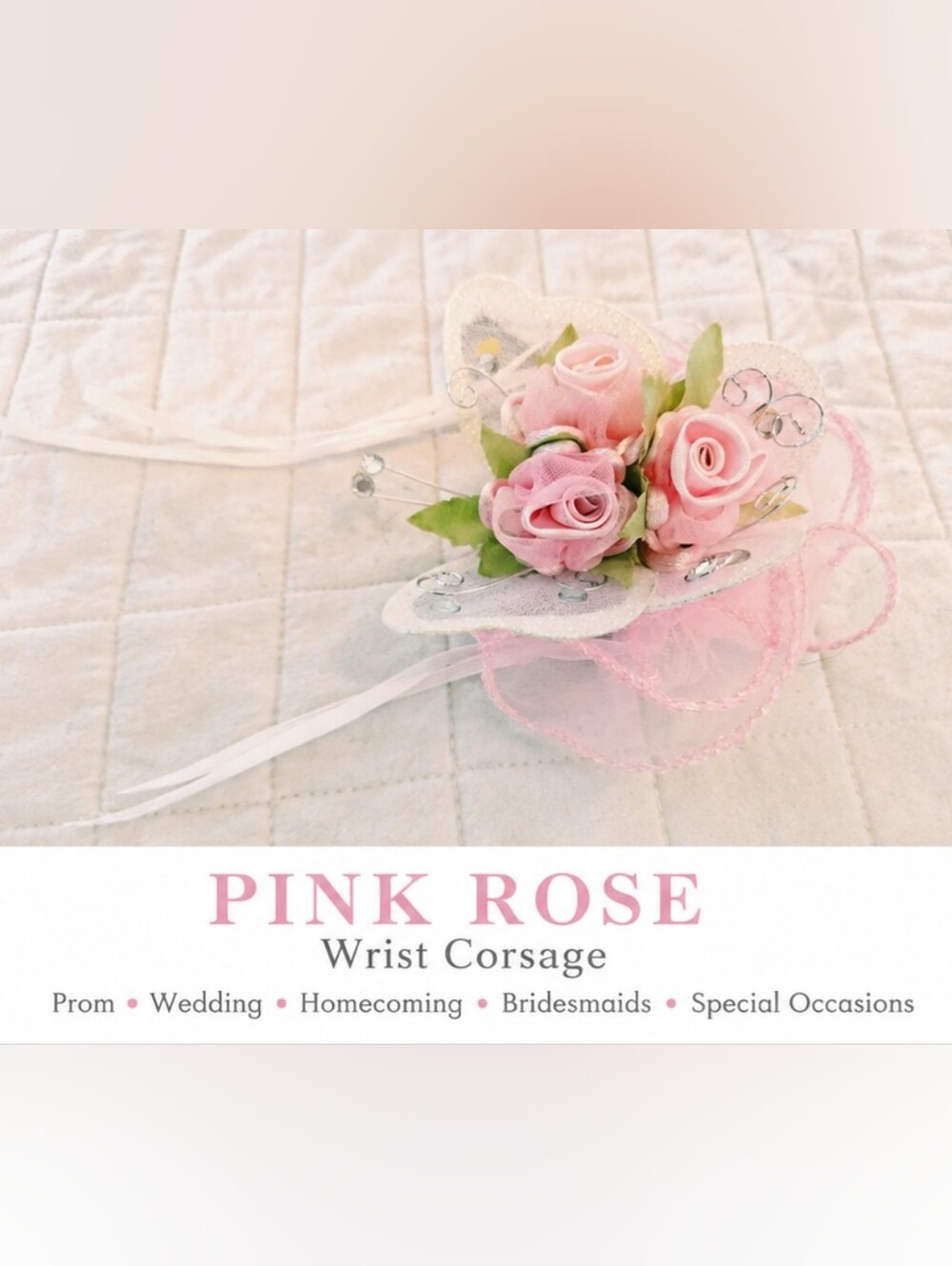 Pink Rose Floral Wrist Corsage Prom Wedding NWT